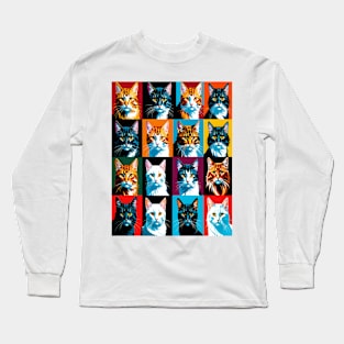 Pop Art Cat Portraits Long Sleeve T-Shirt